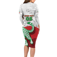 Custom Iran Football Long Sleeve Bodycon Dress Leopard Comic Manga Art Style