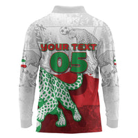 Custom Iran Football Long Sleeve Polo Shirt Leopard Comic Manga Art Style