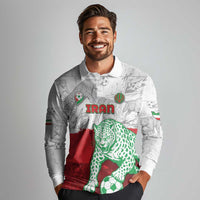 Custom Iran Football Long Sleeve Polo Shirt Leopard Comic Manga Art Style