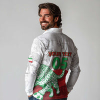 Custom Iran Football Long Sleeve Polo Shirt Leopard Comic Manga Art Style