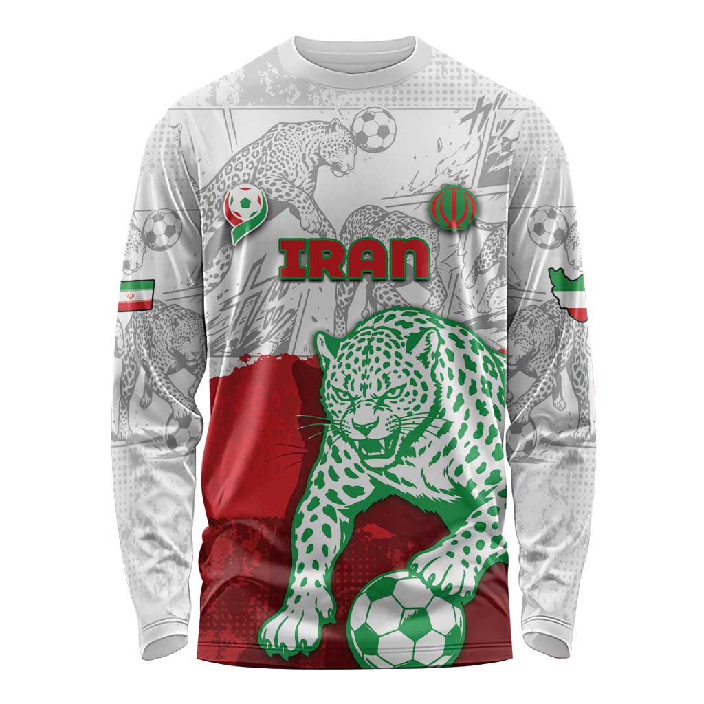 Custom Iran Football Long Sleeve Shirt Leopard Comic Manga Art Style