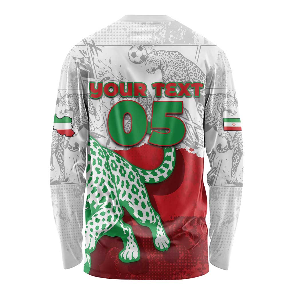 Custom Iran Football Long Sleeve Shirt Leopard Comic Manga Art Style