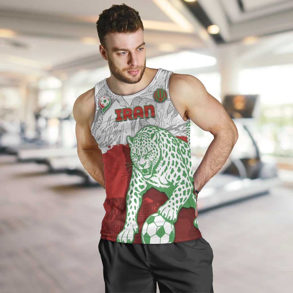 Custom Iran Football Men Tank Top Leopard Comic Manga Art Style