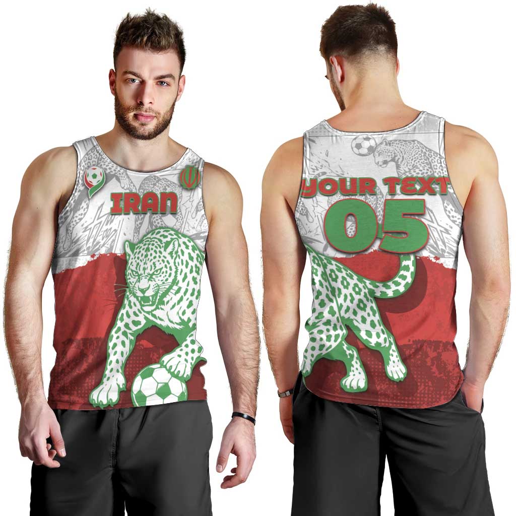 Custom Iran Football Men Tank Top Leopard Comic Manga Art Style