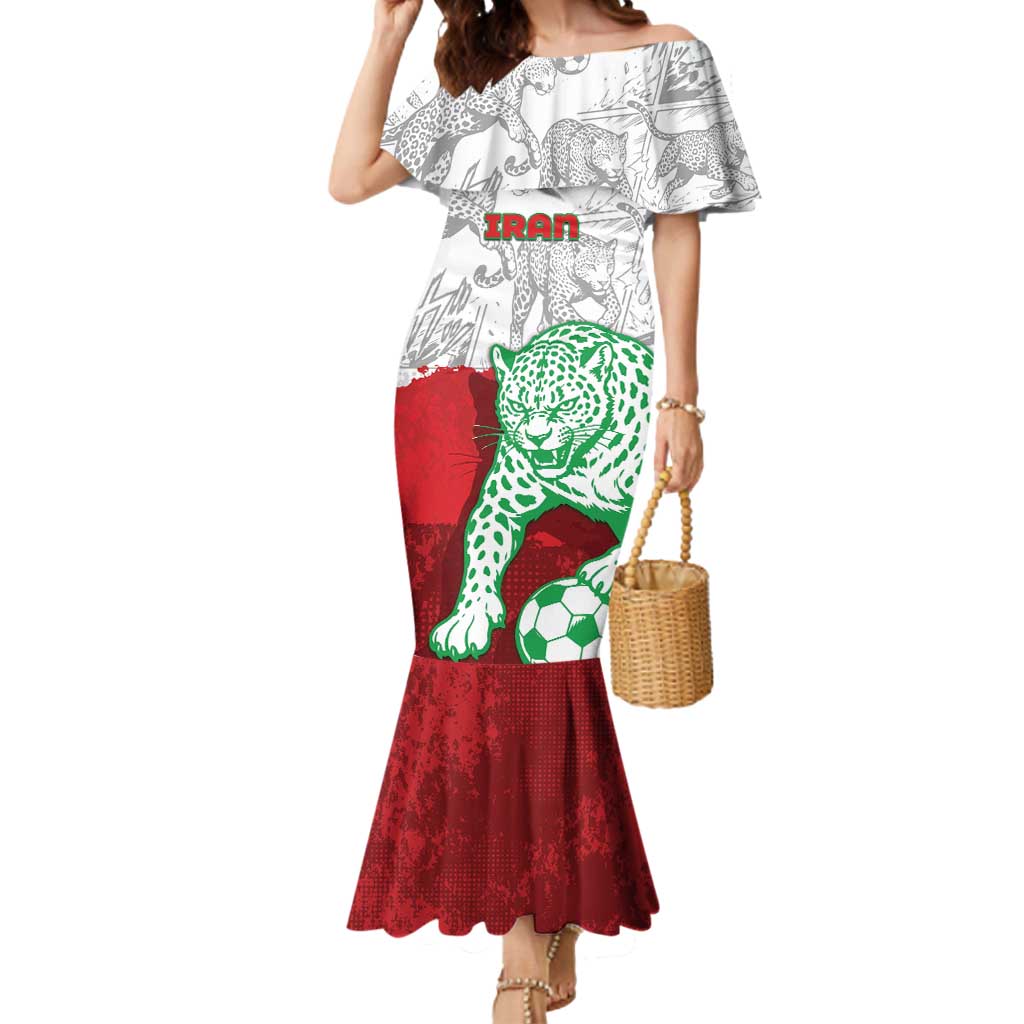 Custom Iran Football Mermaid Dress Leopard Comic Manga Art Style