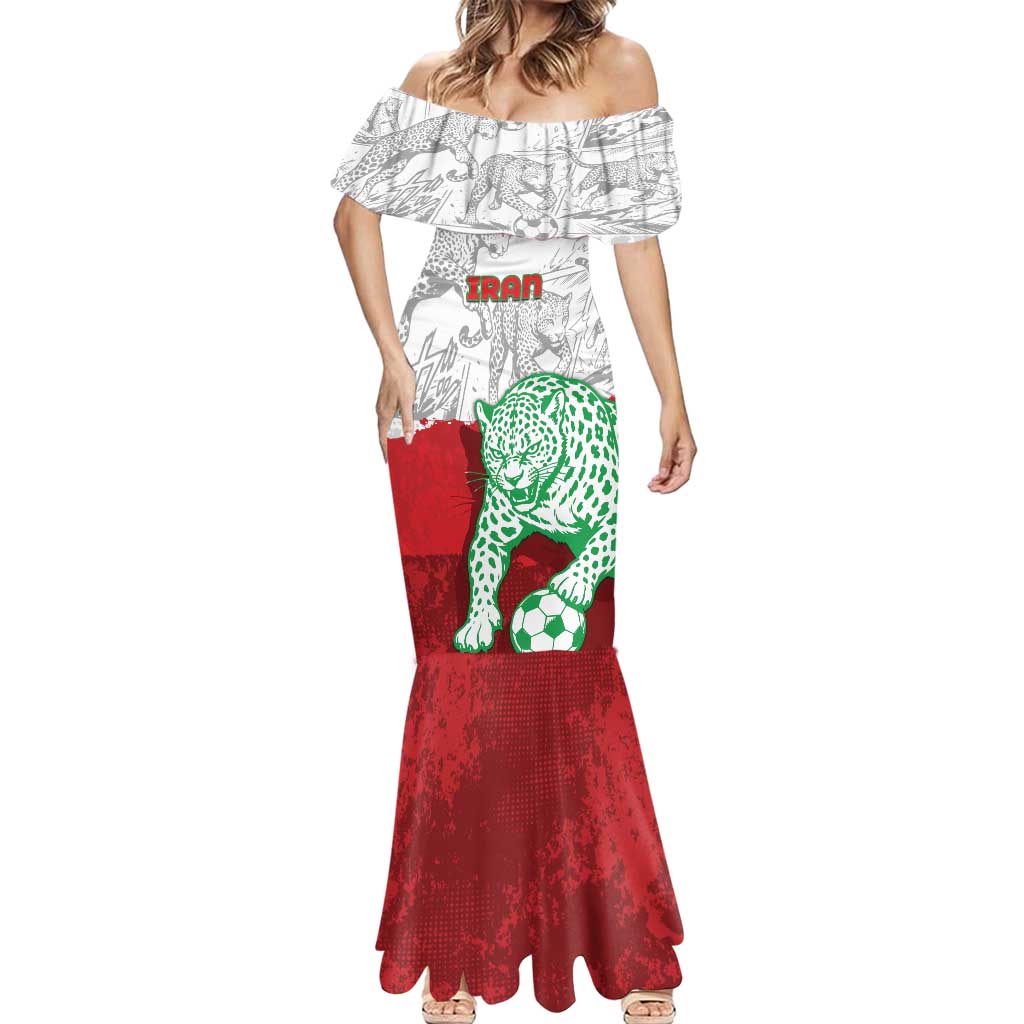 Custom Iran Football Mermaid Dress Leopard Comic Manga Art Style
