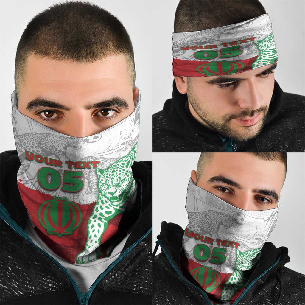 Custom Iran Football Neck Gaiter Leopard Comic Manga Art Style