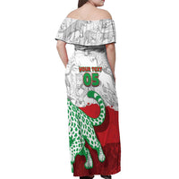 Custom Iran Football Off Shoulder Maxi Dress Leopard Comic Manga Art Style