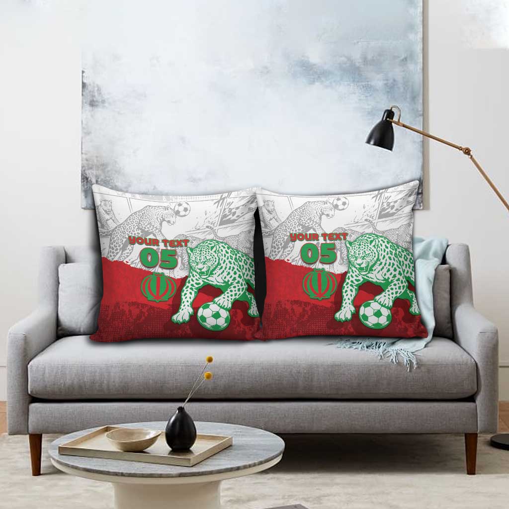 Custom Iran Football Pillow Cover Leopard Comic Manga Art Style