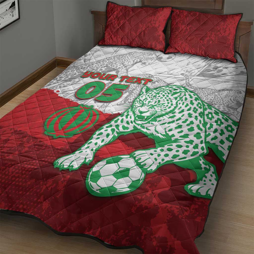 Custom Iran Football Quilt Bed Set Leopard Comic Manga Art Style