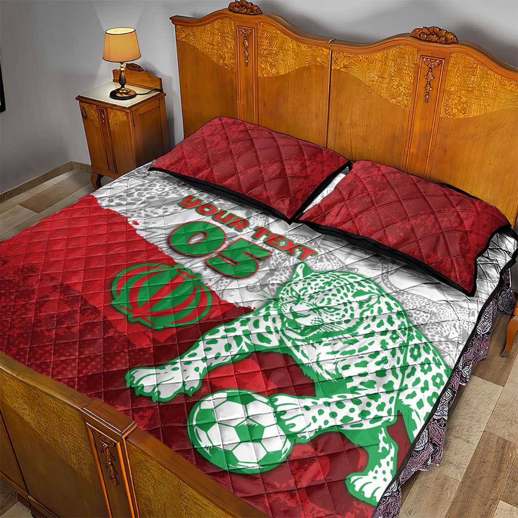 Custom Iran Football Quilt Bed Set Leopard Comic Manga Art Style