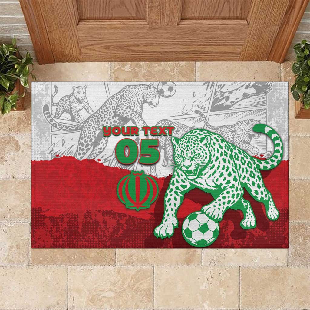 Custom Iran Football Rubber Doormat Leopard Comic Manga Art Style