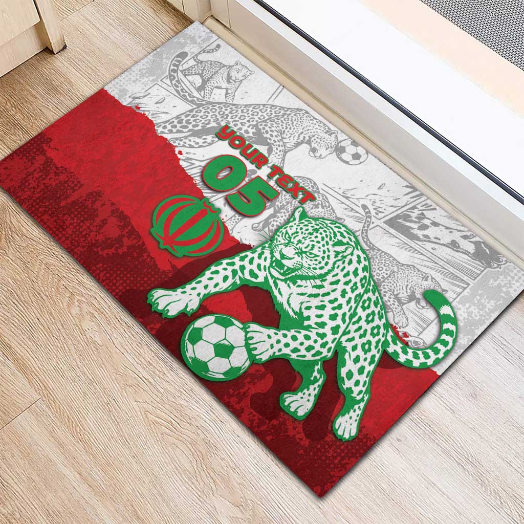 Custom Iran Football Rubber Doormat Leopard Comic Manga Art Style