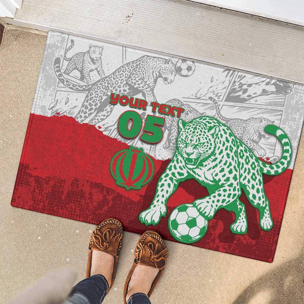 Custom Iran Football Rubber Doormat Leopard Comic Manga Art Style
