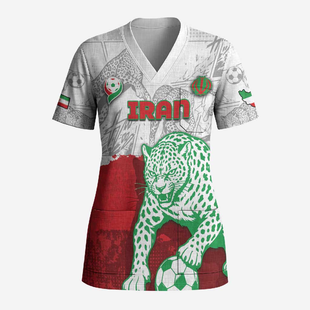 Custom Iran Football Scrub Top Leopard Comic Manga Art Style