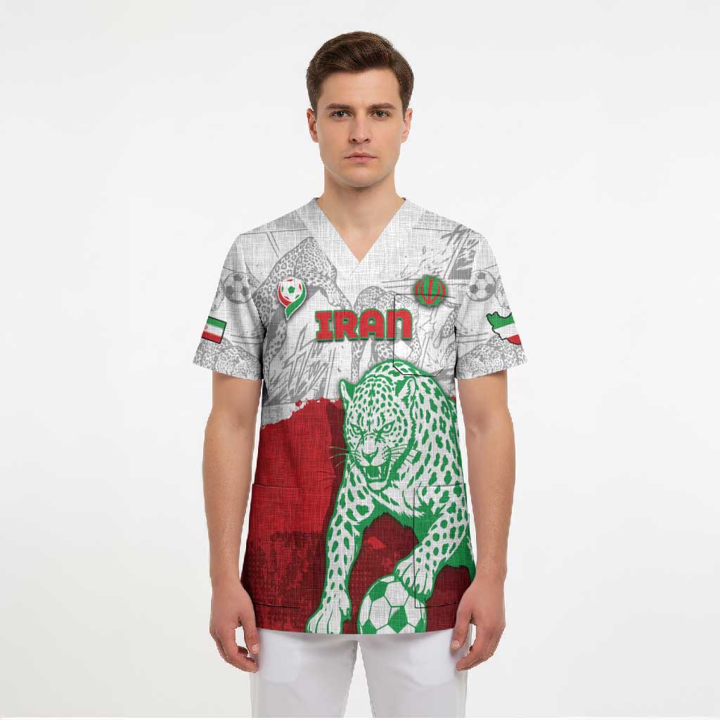 Custom Iran Football Scrub Top Leopard Comic Manga Art Style