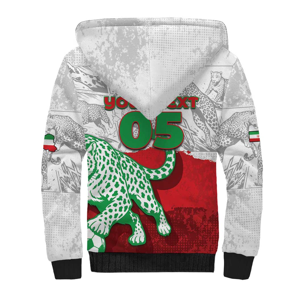 Custom Iran Football Sherpa Hoodie Leopard Comic Manga Art Style
