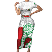 Custom Iran Football Short Sleeve Bodycon Dress Leopard Comic Manga Art Style