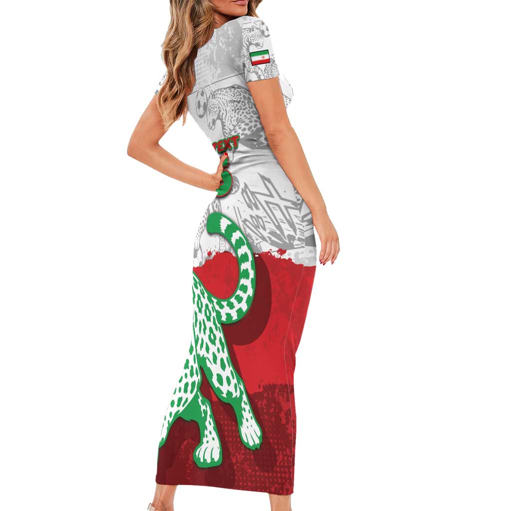 Custom Iran Football Short Sleeve Bodycon Dress Leopard Comic Manga Art Style