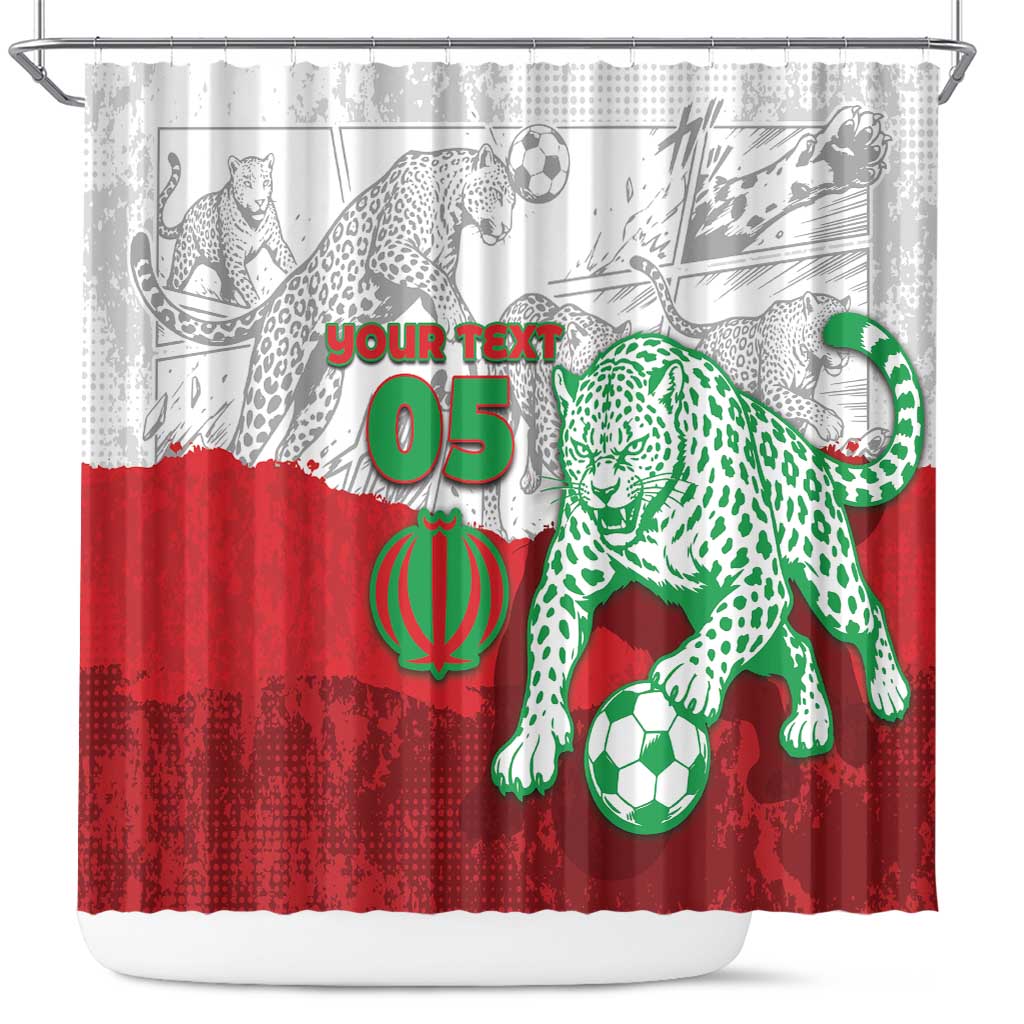 Custom Iran Football Shower Curtain Leopard Comic Manga Art Style