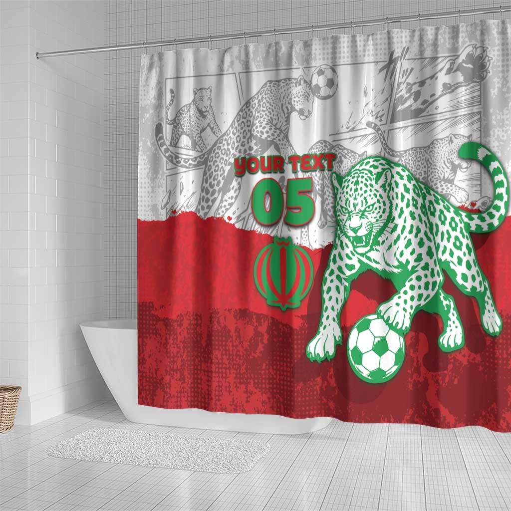 Custom Iran Football Shower Curtain Leopard Comic Manga Art Style