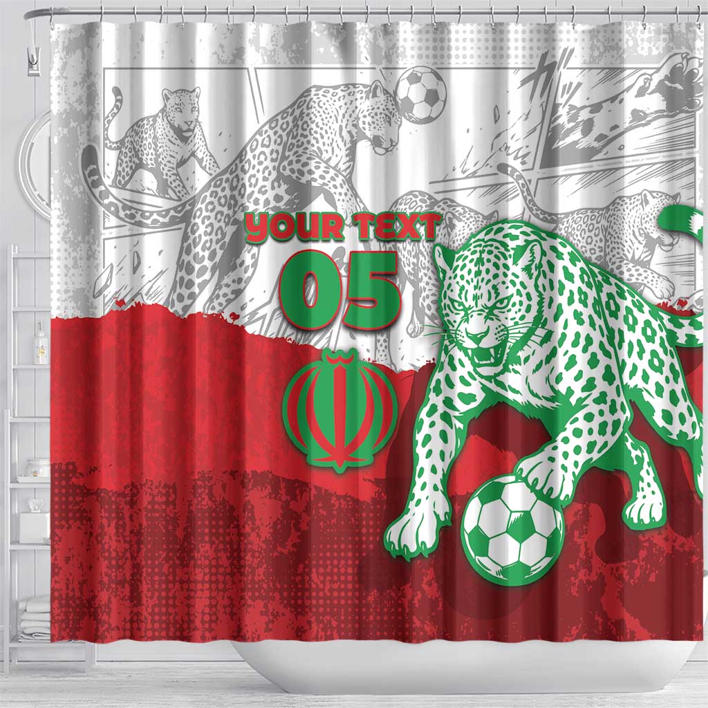 Custom Iran Football Shower Curtain Leopard Comic Manga Art Style