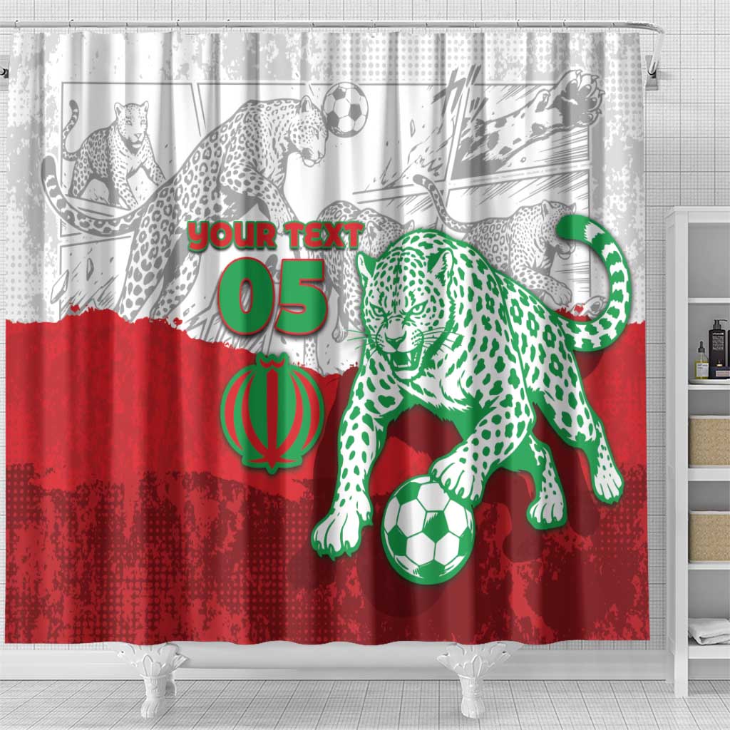 Custom Iran Football Shower Curtain Leopard Comic Manga Art Style