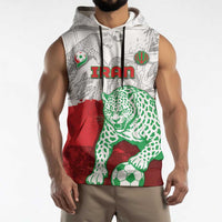 Custom Iran Football Sleeveless Hoodie Leopard Comic Manga Art Style