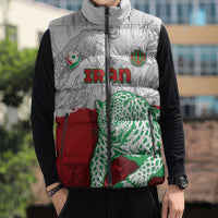 Custom Iran Football Sleeveless Puffer Jacket Leopard Comic Manga Art Style