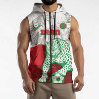 Custom Iran Football Sleeveless Zip Hoodie Leopard Comic Manga Art Style