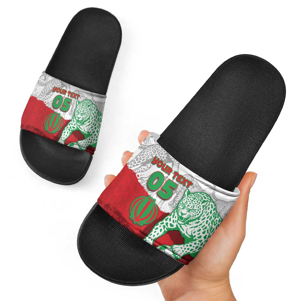 Custom Iran Football Slide Sandals Leopard Comic Manga Art Style
