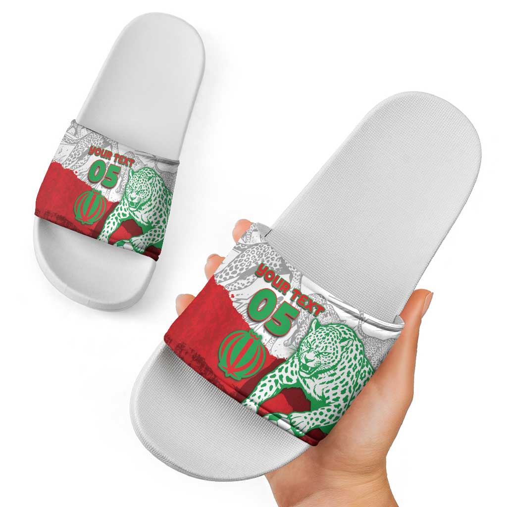 Custom Iran Football Slide Sandals Leopard Comic Manga Art Style
