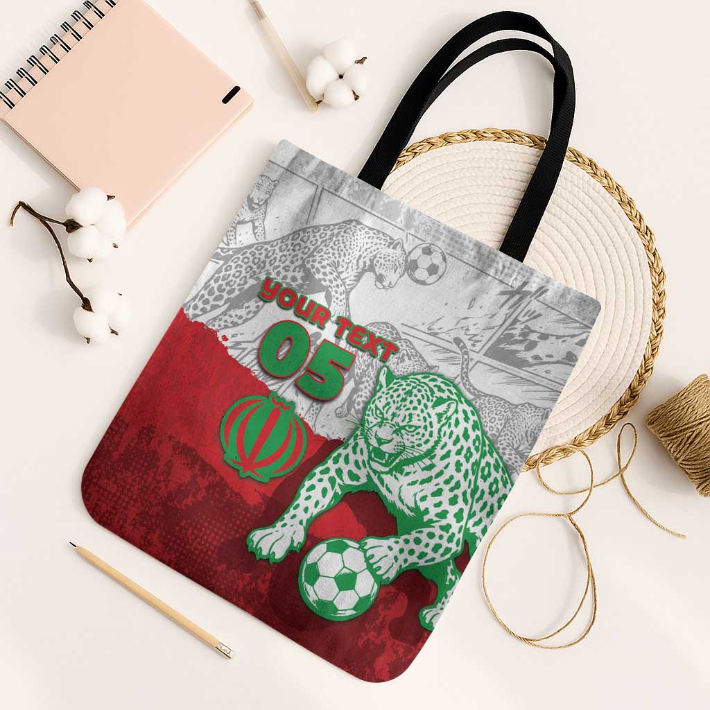 Custom Iran Football Tote Bag Leopard Comic Manga Art Style