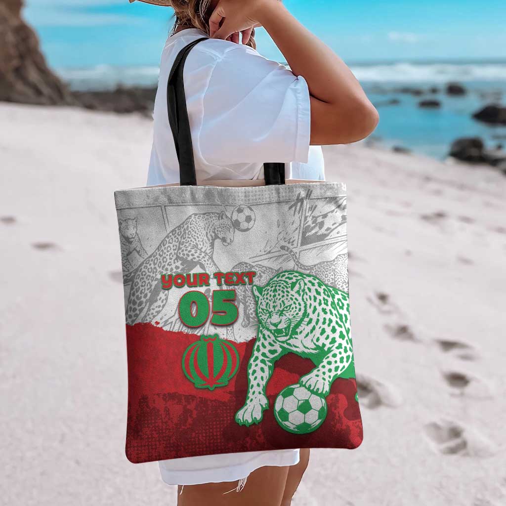 Custom Iran Football Tote Bag Leopard Comic Manga Art Style