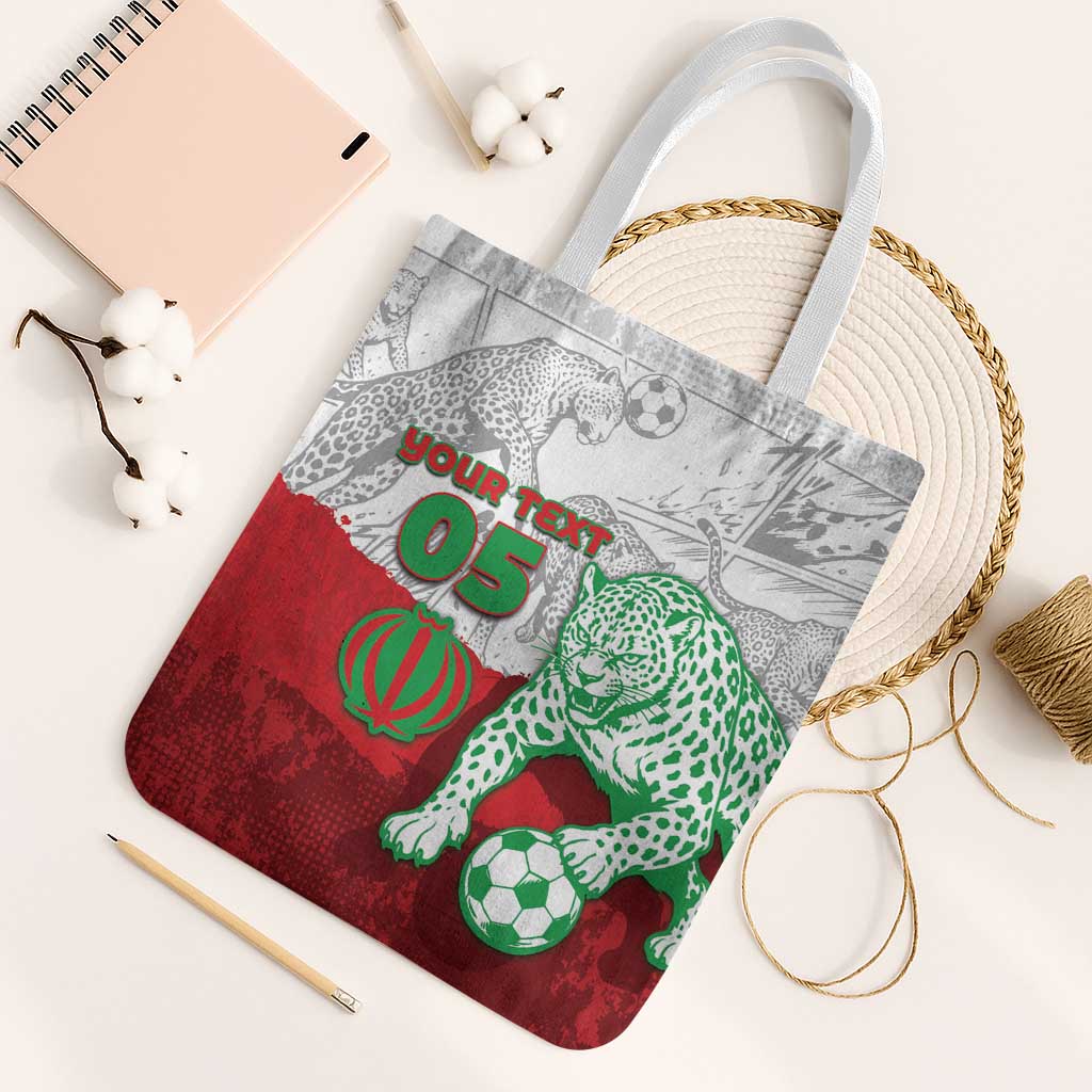 Custom Iran Football Tote Bag Leopard Comic Manga Art Style