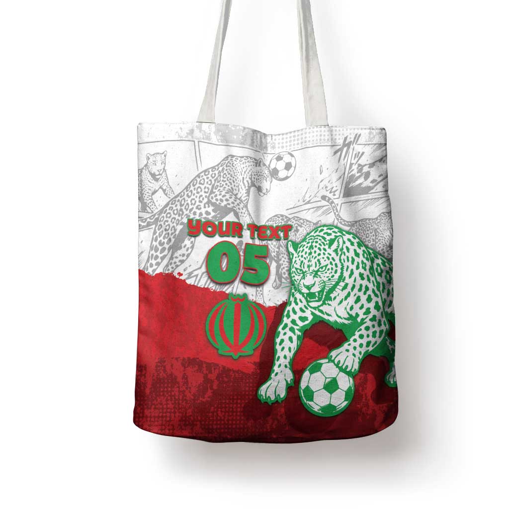 Custom Iran Football Tote Bag Leopard Comic Manga Art Style