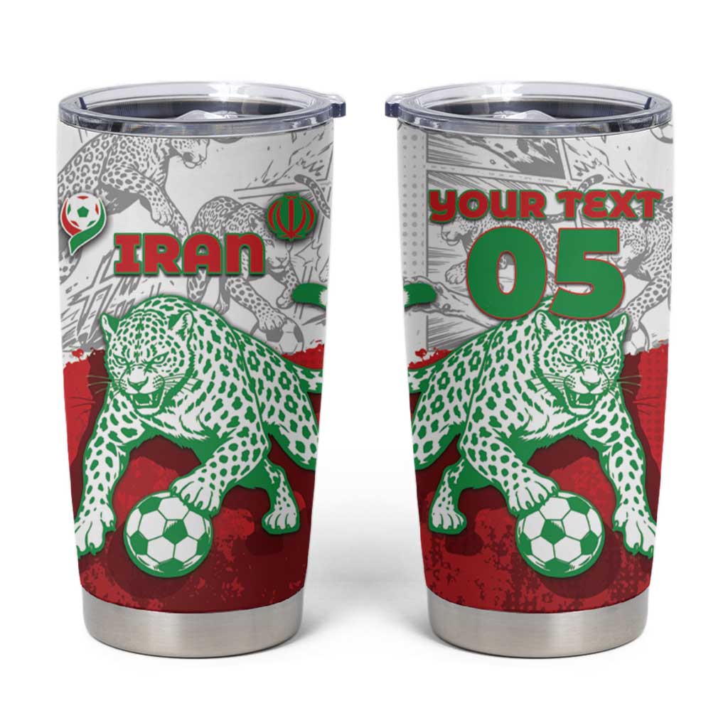 Custom Iran Football Tumbler Cup Leopard Comic Manga Art Style