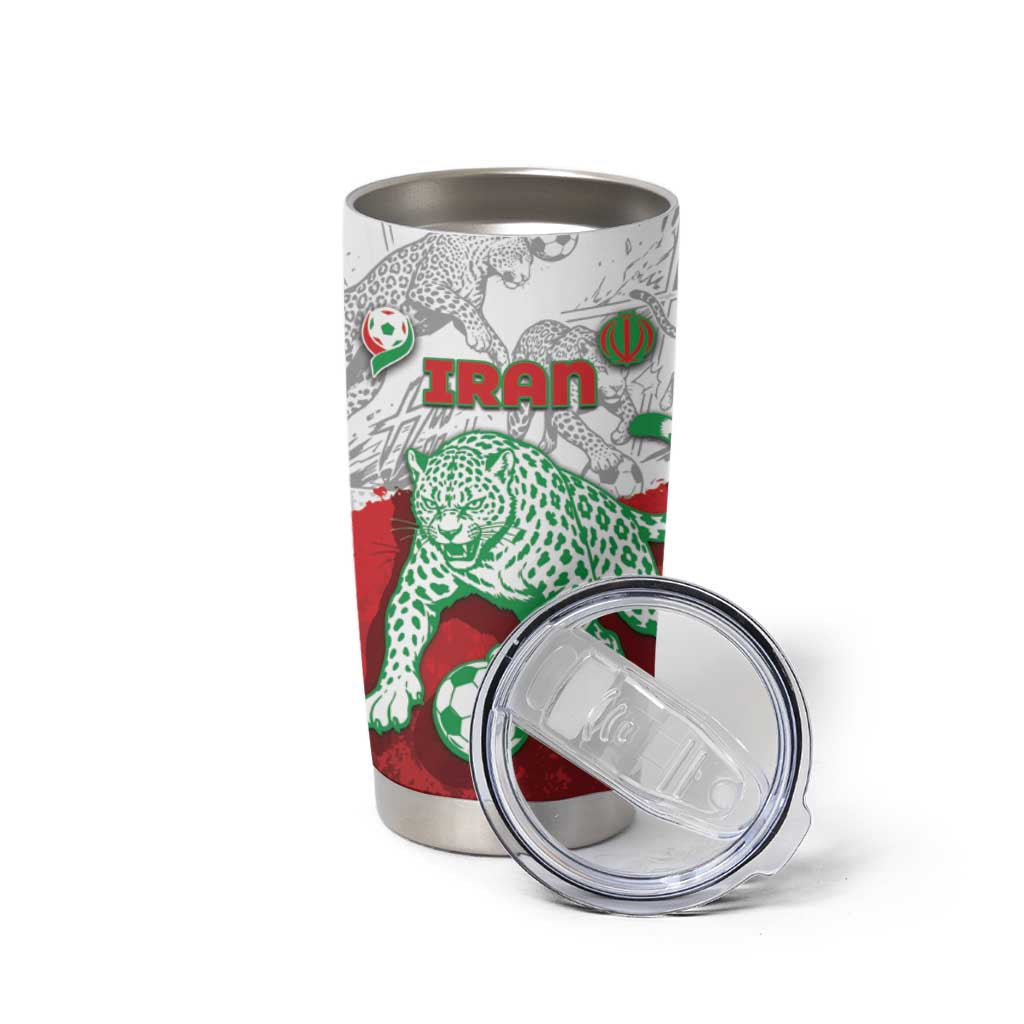 Custom Iran Football Tumbler Cup Leopard Comic Manga Art Style