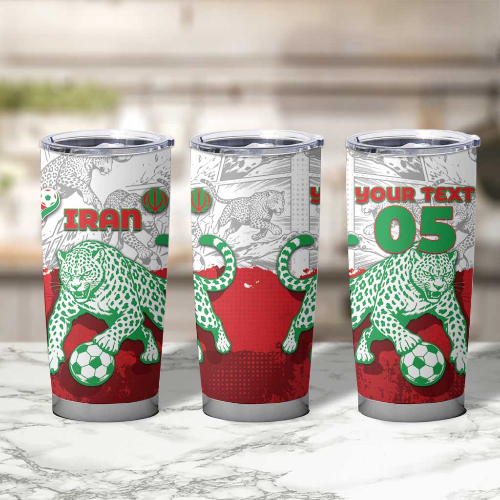 Custom Iran Football Tumbler Cup Leopard Comic Manga Art Style
