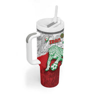 Custom Iran Football Tumbler With Handle Leopard Comic Manga Art Style