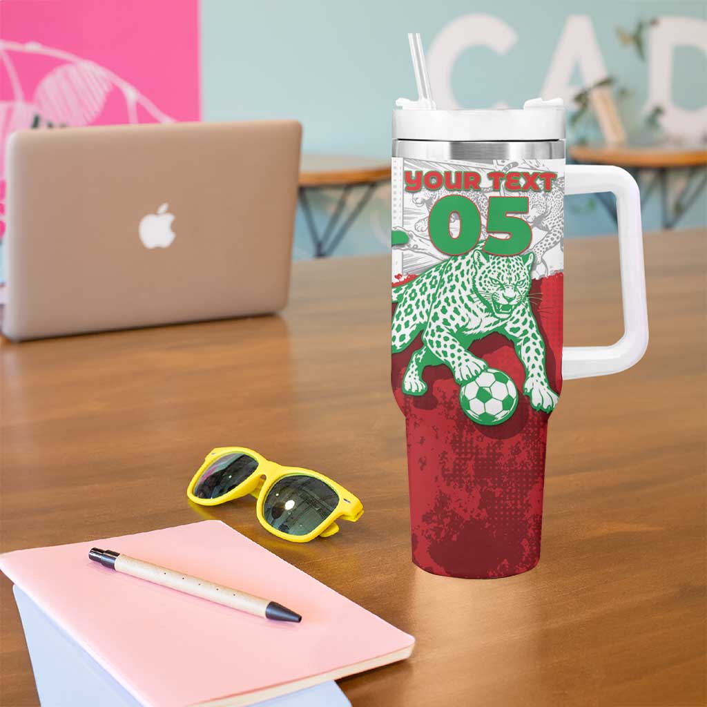 Custom Iran Football Tumbler With Handle Leopard Comic Manga Art Style