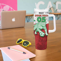 Custom Iran Football Tumbler With Handle Leopard Comic Manga Art Style