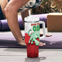 Custom Iran Football Tumbler With Handle Leopard Comic Manga Art Style
