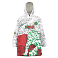 Custom Iran Football Wearable Blanket Hoodie Leopard Comic Manga Art Style