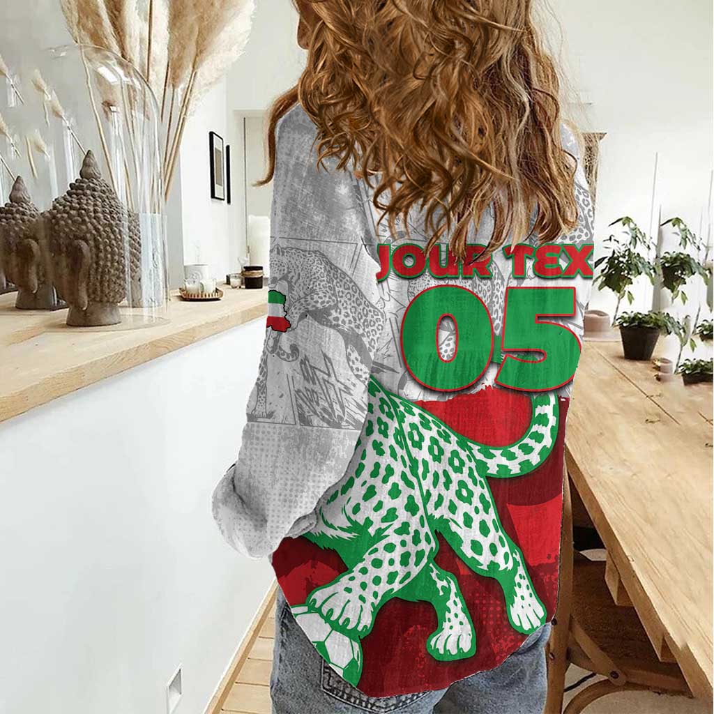Custom Iran Football Women Casual Shirt Leopard Comic Manga Art Style