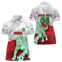 Custom Iran Football Women Polo Shirt Leopard Comic Manga Art Style