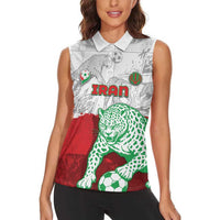 Custom Iran Football Women Sleeveless Polo Shirt Leopard Comic Manga Art Style