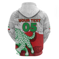 Custom Iran Football Zip Hoodie Leopard Comic Manga Art Style