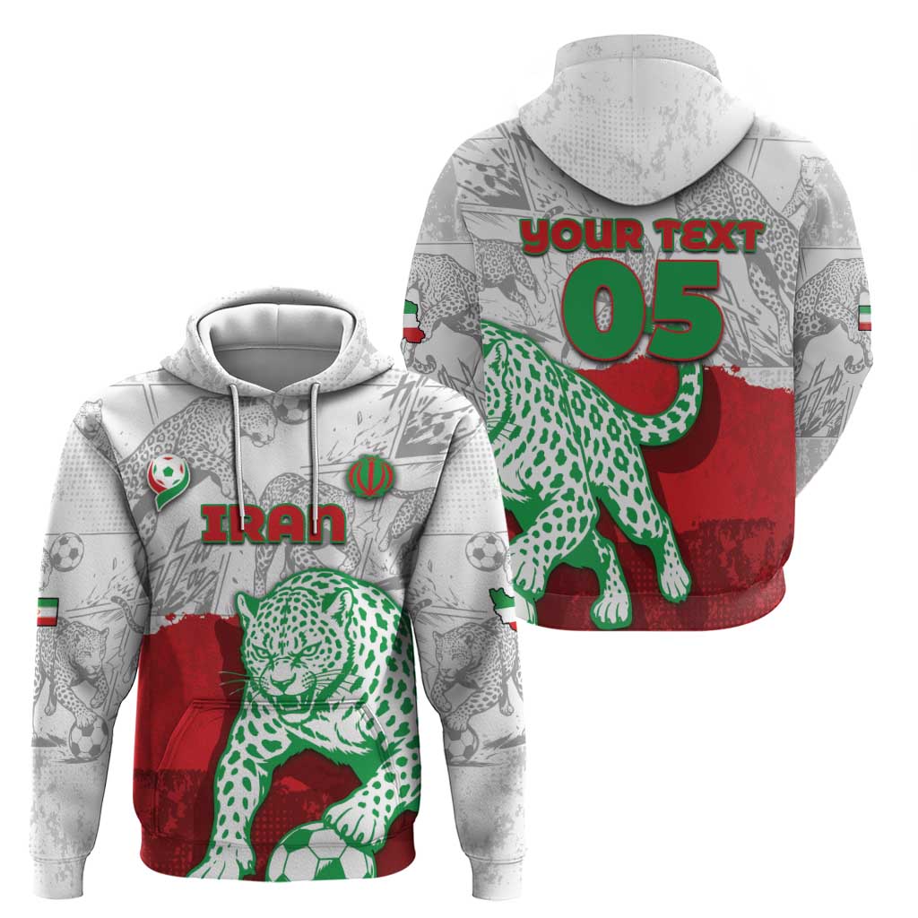 Custom Iran Football Zip Hoodie Leopard Comic Manga Art Style