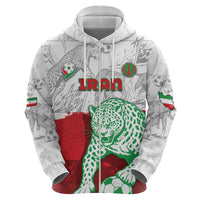Custom Iran Football Zip Hoodie Leopard Comic Manga Art Style
